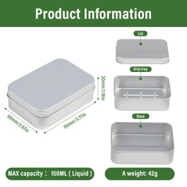 NIXRET Pack of 2 Aluminium Soap Boxes, 9.6 x 6.8 x 3 cm Soap Dishes with Draining Rack, Soap Box, Waterproof, Small for Travel at Home or Travel