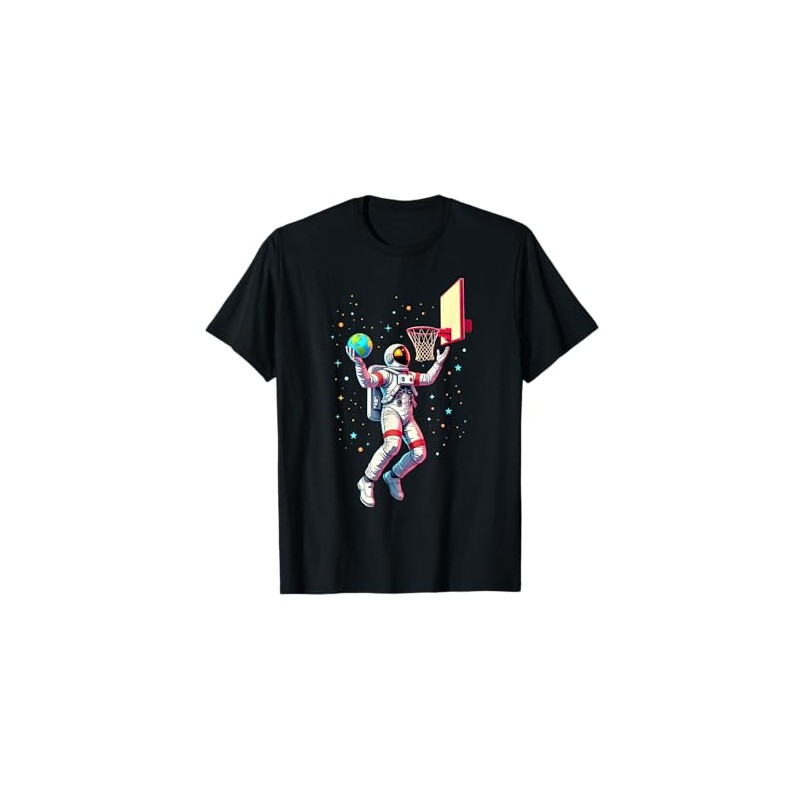 Astronaut Playing Basketball Planets Outer Space T-Shirt