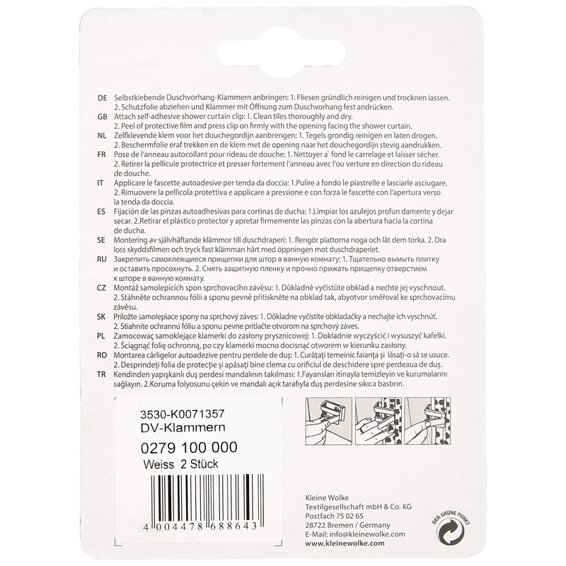 Kleine Wolke Curtains Clips 2 pcs in White, 15 x