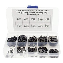 Guard4U 320Pcs 10-Size Black Alloy Steel E-Clip Circlip External Retaining Ring Assortment Set
