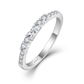Inpasne Stackable Eternity Ring for Women 925 Sterling Silver Diamond Baguette Cut Birthstone Ring for Her Size 7
