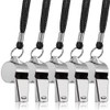 5 Pack Stainless Steel Whistle Finegood Loud Emergency Whistle with Key