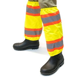 RK SAFETY RK-GAITERS Hi-Viz Contrasting Trim Leg Gaiters, Polyester oxford w/PU coating (Lime, 1-Pair)