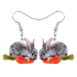 LONYOO Acrylic Easter Eggs Rabbit Earrings Dangle Cute Rabbits Jewellery Easter Gifts for Women Girls Charms, Acrylic, No Gemstone