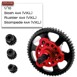 Rcarmumb 54T Spur Gear Upgrades Part for Slash Stampede Rustler 4X4（VXL）, Hardened Steel Slipper Clutch Eliminator 54T Spur Gear with Pinions Gears Set(15T 17T 19T) RC Upgrades,#6878,Red