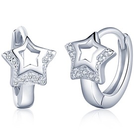 Infinite U Fashion Hollow Star Women's Hoop Earrings 925 Sterling Silver Cubic Zirconia