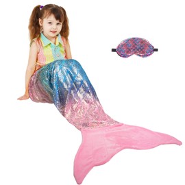 Catalonia Mermaid Blanket for Children Girls Adults Mermaid Fin Cuddly Blanket Sofa Blankets All Seasons Sleeping Bag Fleece Blanket Home Outdoor 155 x 48 cm