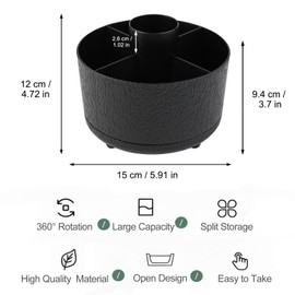 Bekeify Make Up Organiser 360° Rotating Brush Organiser Brush Holder Cosmetic Storage with 5 Compartments Cosmetic Shelf Dressing Table Organiser for Dressing Table Decor Bedroom Bathroom Black