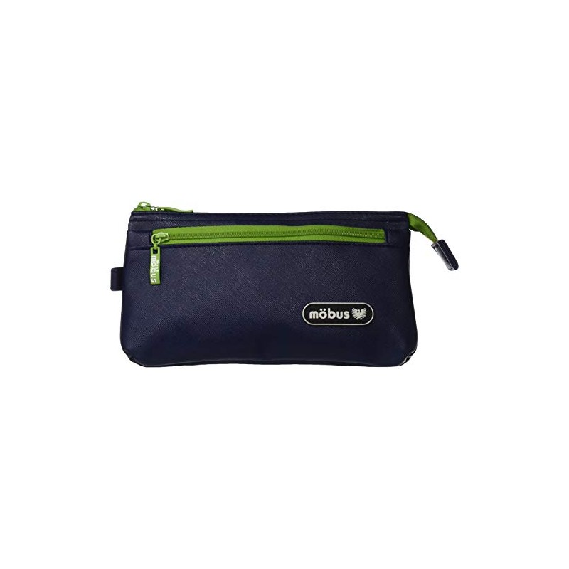 mobus MOG-4P-61 Pencil Case, 4 Pockets, Navy/Green