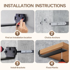 Shelf Bracket 8 Inch, Floating Shelf Bracket for Wood Shelves, Heavy Duty Black Metal Wall Shelving Brackets, Hidden Shelf Support Brackets with 160 lb Load Capacity (6 Pack)