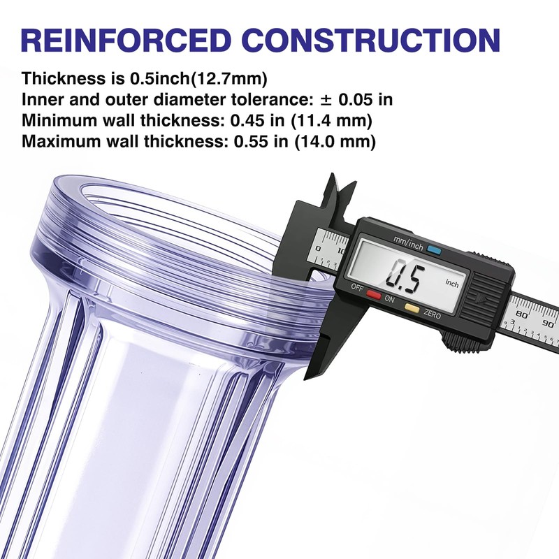 Geekpure 10-Inch Whole House Slim Water Filter Housing with Pressure