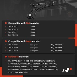 A-Premium Front Left Lower Control Arm, with Ball Joint & Bushing, Compatible with Jeep Renegade 2015-2023 & Fiat 500X 2016-2023