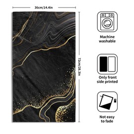 Miaoquhe Black Gold Marble Hand Towel Set of 2, Marble Texture Soft Highly Bath Towels 14x28in Absorbent Bathroom Hand Face Fingertip Towels Washcloth Quick Dry DecorTowels for Kitchen Gym Spa