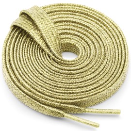 WEGOODZF Flat Glitter Shoe Laces: Metallic Sparkle Shoelaces for Sneakers -2Pair, 05 Light Gold, 43 inch (110CM)