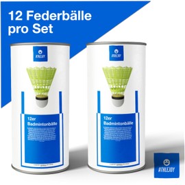 athlejoy 12 x badminton shuttlecocks - training and competition - badminton balls for indoor and outdoor use