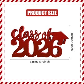 Red Graduation Party Decorations 2026 Wooden Decor,Double Sided Hollow Design Class of 2026 Graduation Centerpieces for Tables Happy Graduate Tabletopper for Home