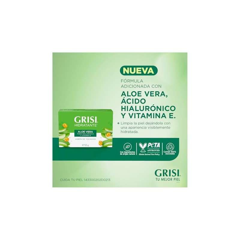 Grisi, Jabón en Barra Aloe Vera con Ácido Hialurónico y