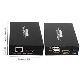 HD Multimedia Interface KVM Extender 197ft 1920x1080P 60Hz Remote Operation POC Function HD KVM Extender 100‑240V EU Plug