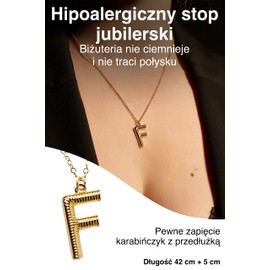 Women's Necklace with F Pendant, 5 cm, 100% Jeweller's Alloy, No Gemstone, 100% jeweller's alloy, No Gemstone