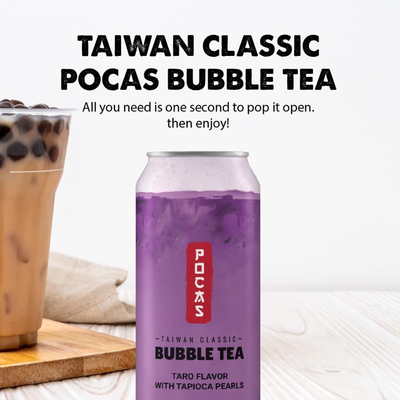 Pocas Bubble Tea with Tapioca Pearls, (Pack of 4, 16.5