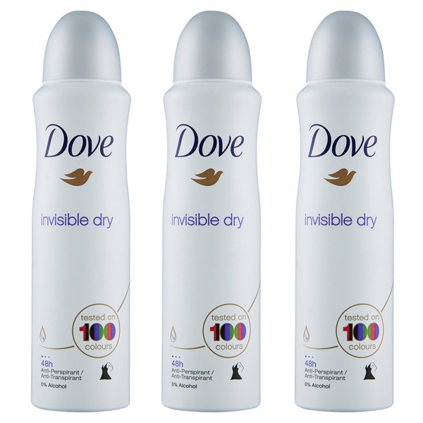 3 x Dove Invisible Dry Spray Deodorant Anti Perspirant 150 Ml / 5.07oz from USA