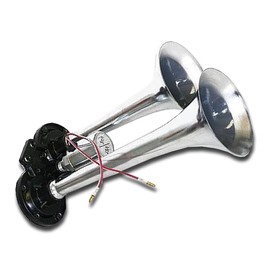 UNIVERSAL CHROME 12V 24V DOUBLE AIR HORN FOR TRUCK LORRY CAMPER YACHT BOAT PICKUP TRACTOR