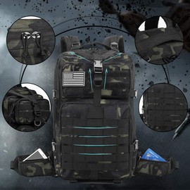 EMDMAK Military Tactical Backpack, 42L Large Military Pack Army 3 Day Assault Pack Molle Bag Rucksack for Outdoor Hiking Camping Hunting