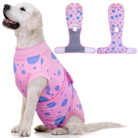 Kuoser Dog Surgery Recovery Suit - Anti Licking Pet Surgical Suit for Dogs - Male Neuter, Female Spay - Pink Polka Dot XL