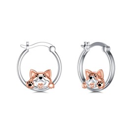 PELOVNY Dog Earrings 925 Sterling Silver Hypoallergenic Puppy Hoop Earrings Dog Animal Jewelry Gift for Women Her Girls Teens, Metal, No Gemstone