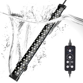 hygger Submersible LED Aquarium Light, 14W 15in 24/7 Mode Fish Tank Light with 5 Rows Beads, with Timer 9 Colors and Adjustable Brightness, Full Spectrum IP68 Waterproof Light for Fish Tank 16-27 inch