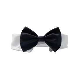 1 pcs Cute Tuxedo Bowtie for Dogs, Adjustable White Collar with Black Bow Tie, Cat Bow Tie Tuxedo for Weddings & Formal Events