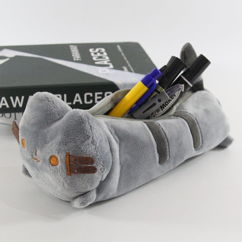 MOYAGA Cat Pencil Case - Cute Pencil Case Grey, Animal