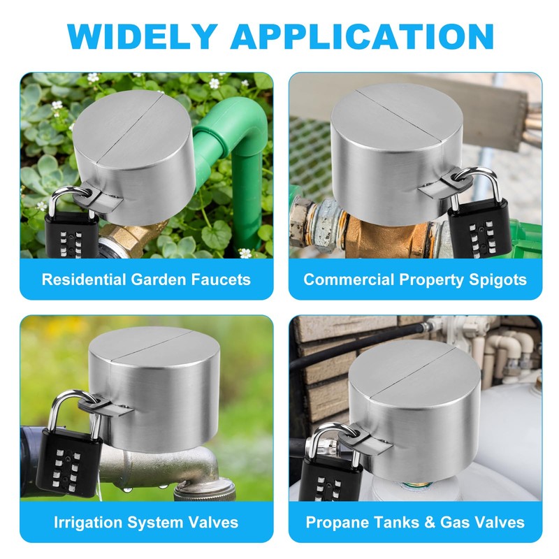 Faucet Locks Outdoor, Stainless Steel Water Spigot Lock for Garden