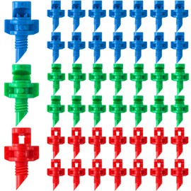 Winsyison 45pcs Drip Irrigation Emitters, 90/180/360 Degrees Irrigation Drip Heads, Micro Sprinkler Heads for Plants Lawn Water Irrigation System- Blue & Green & Red