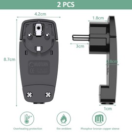 Oliveria 2 Stck Schwarz Schutzkontakt Winkelstecker 250 V (16A), Europ?ischer Stecker mit Klappgriff, Schutzkontakt Stecker fr Kabel bis 3x1,5 mm2, Flachstecker IP20 fr den Heimgebrauch
