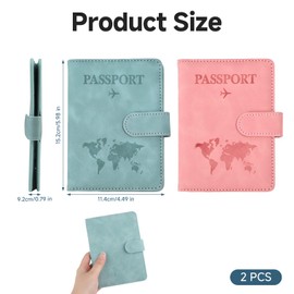 2 Pcs Passport Holder Cover Wallet Case, PU Leather Travel Wallet with RFID Blocking, Passport Book Holders with Card Slots Magnetic Clasp Passport Holder for Credit Cards, Boarding Passes