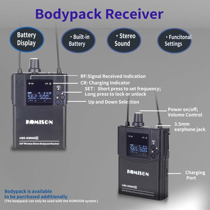 KOMISON in-Ear Audio Monitor System bodypack only IEM500S Only, bodypack