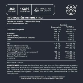 Mens Testo Fenogreco Maca L-Arginina Suplemento Alimenticio 360 Cápsulas  LIFE360 Testosterona Hombre                                                 