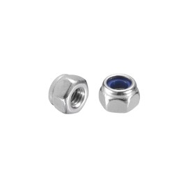 sourcing map 15Pcs M3 x 0.5 Nylon Insert Hex Lock Nuts, 316 Stainless Steel Self-Locking Nylon Insert Stop Nut for Industrial Construction Fasteners, Silver&Blue