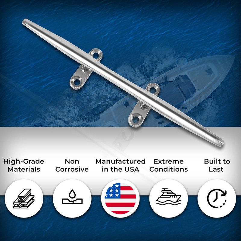 White Water 6032S 316 Stainless Steel 8" Herreshoff Cleat, 4-Hole