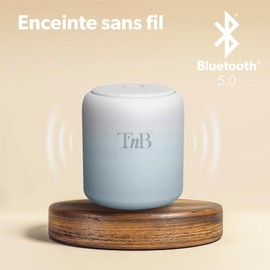 T'nB Portable Bluetooth Wireless Speaker, Mini Size, Trendy and Colourful Design, Up to 8 Hours, IPX4, Splashproof - White and Blue