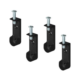Gedotec Ceiling Wardrobe Rail Bearing, Pack of 4 Clothes Rail Brackets, Metal, Oval, Hanging for Wardrobe Rods and Wardrobe Rails, Black, Made in Germany, Cupboard Rail Holder with Screw M6 x 28 mm