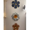 EASICUTI Blue Metal Flower Wall Decor Boho Metal Wall Art