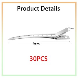 Jotia 30Pcs 9cm Duckbill Mouth Clips Alligator Clips, Duck Bill Hair Clips Metal Alligator Curl Clips with Holes, Duck Bill Clips Hairdressing Salon Hair Grip