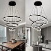 Viruhaka Modern LED Black Circular Pendant Light Fixture, Adjustable Height