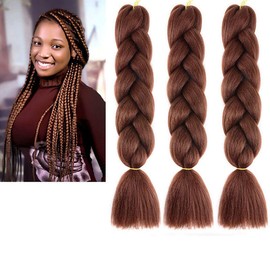 Hair Extension 60 cm Crochet Braids Two Tone Ombre Braiding Hair Synthetic Braid 3 Pieces / 300 g - Dark Brown