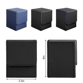 Aolso Card Deck Box,Yugioh Deck Box Fit for 100+Single Sleeved Cards,PU Leather Card Storage Boxes for Trading Cards, TCG,MTG,Commander,PTCG, OPCG-Black-gray