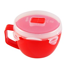 HOME-X Microwave Soup Mug with Lid, Microwave Soup Bowl with Handle and Vented Lid, BPA Free Dishwasher Safe, 32oz Capacity, 7 ¼" L x 5" W x 4" H, Red