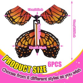 UYVPAER 6 Stück Fliegende Schmetterlinge, Magische Schmetterling Spielzeug Magic Flying Butterfly Card Wind Up Butterfly Toy, Kinderspielzeug Schmetterling Karte Für Hochzeit Valentinstag Deko