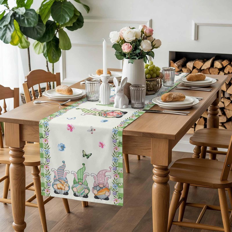 Easter Table Runner Gnome Spring Table Runners 72 Inches Long
